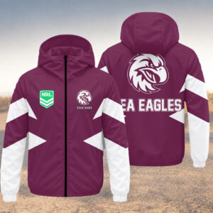 Auspiritmerch Manly Warringah Sea Eagles Windbreaker Jacket Custom Name Daily Casual Fashion
