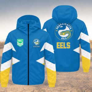 Auspiritmerch Parramatta Eels Windbreaker Jacket Custom Name Daily Casual Fashion