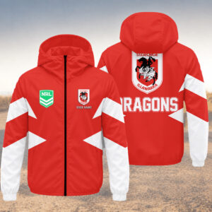 Auspiritmerch St. George Illawarra Dragons Windbreaker Jacket Custom Name Daily Casual Fashion