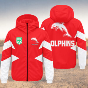 Auspiritmerch Redcliffe Dolphins Windbreaker Jacket Custom Name Daily Casual Fashion
