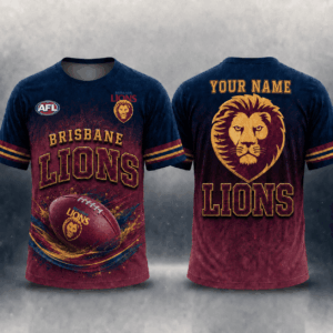 Auspiritmerch Brisbane Lions Casual T-Shirt Custom Name Gift For Fan
