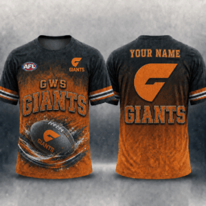 Auspiritmerch GWS Giants Casual T-Shirt Custom Name Gift For Fan