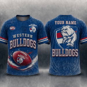 Auspiritmerch Western Bulldogs Casual T-Shirt Custom Name Gift For Fan