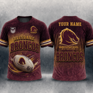 Auspiritmerch Brisbane Broncos Casual T-Shirt Custom Name Gift For Fan