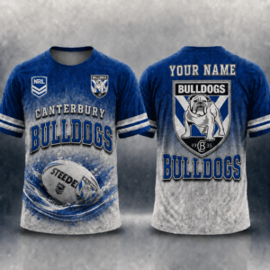 Auspiritmerch Canterbury-Bankstown Bulldogs Casual T-Shirt Custom Name Gift For Fan