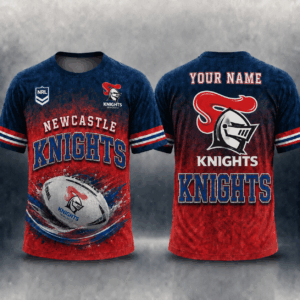 Auspiritmerch Newcastle Knights Casual T-Shirt Custom Name Gift For Fan