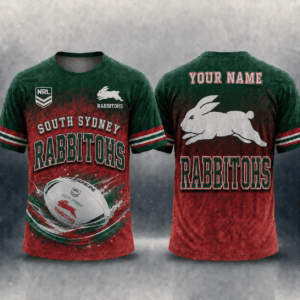 Auspiritmerch South Sydney Rabbitohs Casual T-Shirt Custom Name Gift For Fan