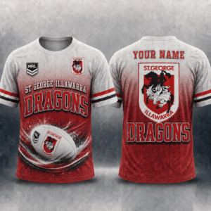 Auspiritmerch St. George Illawarra Dragons Casual T-Shirt Custom Name Gift For Fan