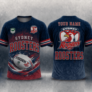 Auspiritmerch Sydney Roosters Casual T-Shirt Custom Name Gift For Fan