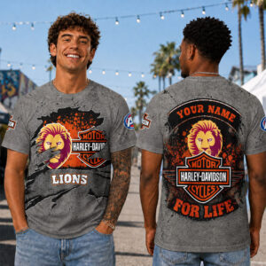 Auspiritmerch Brisbane Lions x Harley Davidson T-Shirt Custom Name Gift For Fan