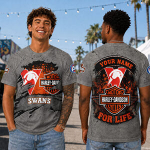 Auspiritmerch Sydney Swans x Harley Davidson T-Shirt Custom Name Gift For Fan