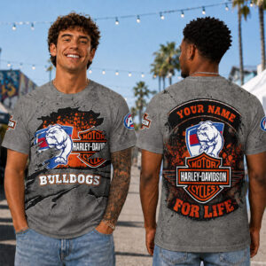 Auspiritmerch Western Bulldogs x Harley Davidson T-Shirt Custom Name Gift For Fan