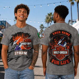 Auspiritmerch Melbourne Storm x Harley Davidson T-Shirt Custom Name Gift For Fan