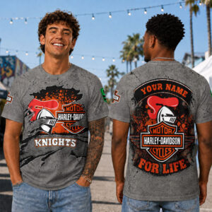 Auspiritmerch Newcastle Knights x Harley Davidson T-Shirt Custom Name Gift For Fan