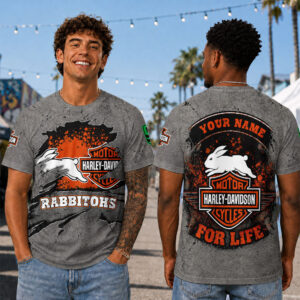 Auspiritmerch South Sydney Rabbitohs x Harley Davidson T-Shirt Custom Name Gift For Fan