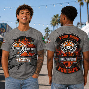 Auspiritmerch Wests Tigers x Harley Davidson T-Shirt Custom Name Gift For Fan