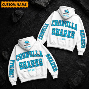 Auspiritmerch Cronulla-Sutherland Sharks Hoodie Custom Name Gift For Fan