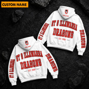 Auspiritmerch St. George Illawarra Dragons Hoodie Custom Name Gift For Fan