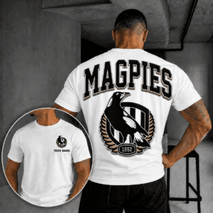 Auspiritmerch Collingwood Magpies Casual T-Shirt Custom Name Gift For Fan