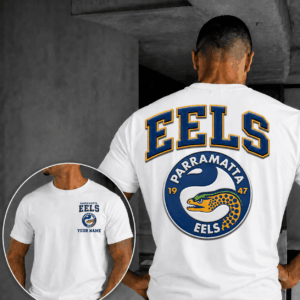 Auspiritmerch Parramatta Eels Casual T-Shirt Custom Name Gift For Fan
