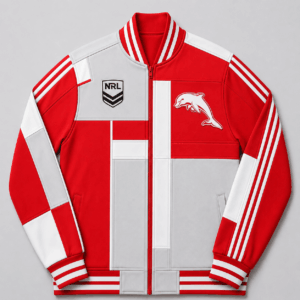 Auspiritmerch Redcliffe Dolphins Baseball Jacket Custom Name & Number Gift For Fan