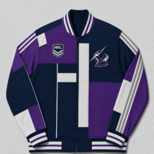 Auspiritmerch Melbourne Storm Baseball Jacket Custom Name & Number Gift For Fan