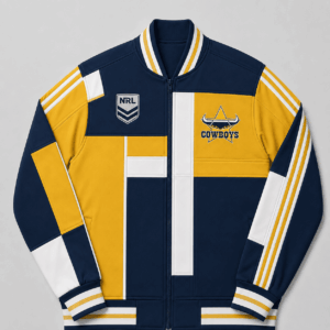 Auspiritmerch North Queensland Cowboys Baseball Jacket Custom Name & Number Gift For Fan