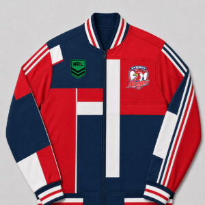 Auspiritmerch Sydney Roosters Baseball Jacket Custom Name & Number Gift For Fan