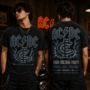Auspiritmerch Carlton Blues x ACDC Washed T-Shirt Gift For Fan