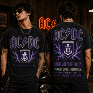 Auspiritmerch Fremantle Dockers x ACDC Washed T-Shirt Gift For Fan
