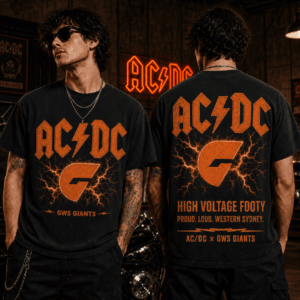 Auspiritmerch GWS Giants x ACDC Washed T-Shirt Gift For Fan