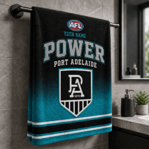 Auspiritmerch Port Adelaide Premium Bath/ Beach Towel Personalized Gift For Fan