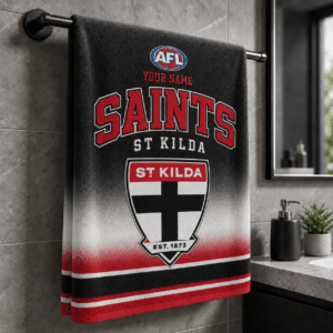 Auspiritmerch St Kilda Saints Premium Bath/ Beach Towel Personalized Gift For Fan