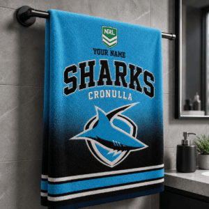 Auspiritmerch Cronulla-Sutherland Sharks Premium Bath/ Beach Towel Personalized Gift For Fan