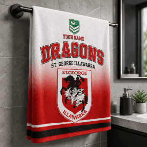 Auspiritmerch St. George Illawarra Dragons Premium Bath/ Beach Towel Personalized Gift For Fan
