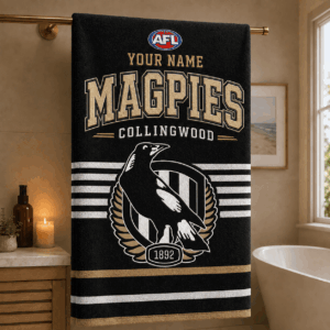 Auspiritmerch Collingwood Magpies Premium Bath/ Beach Towel Personalized Gift For Fan