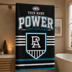 Auspiritmerch Port Adelaide Premium Bath/ Beach Towel Personalized Gift For Fan