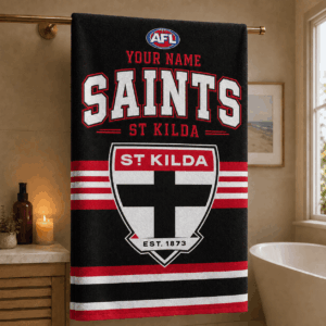 Auspiritmerch St Kilda Saints Premium Bath/ Beach Towel Personalized Gift For Fan