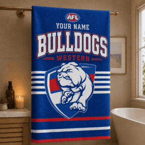Auspiritmerch Western Bulldogs Premium Bath/ Beach Towel Personalized Gift For Fan