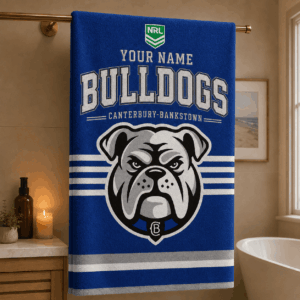 Auspiritmerch Canterbury-Bankstown Bulldogs Premium Bath/ Beach Towel Personalized Gift For Fan