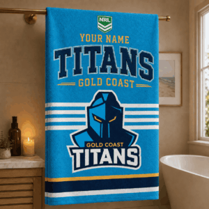 Auspiritmerch Gold Coast Titans Premium Bath/ Beach Towel Personalized Gift For Fan