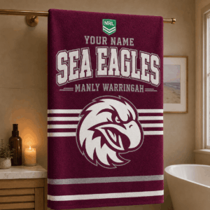 Auspiritmerch Manly Warringah Sea Eagles Premium Bath/ Beach Towel Personalized Gift For Fan