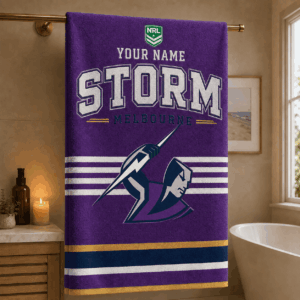 Auspiritmerch Melbourne Storm Premium Bath/ Beach Towel Personalized Gift For Fan