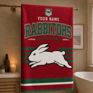 Auspiritmerch South Sydney Rabbitohs Premium Bath/ Beach Towel Personalized Gift For Fan