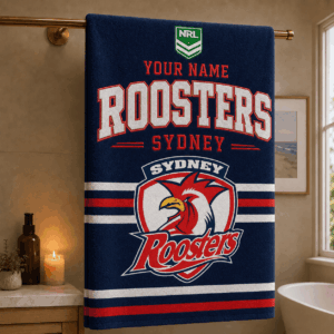 Auspiritmerch Sydney Roosters Premium Bath/ Beach Towel Personalized Gift For Fan