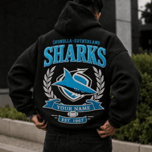 Auspiritmerch Cronulla-Sutherland Sharks Premium Hoodie Custom Any Name Gifts For Fan