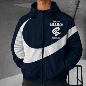 Auspiritmerch Carlton Blues Premium Swoosh Windbreaker Jacket Custom Name Daily Casual Fashion