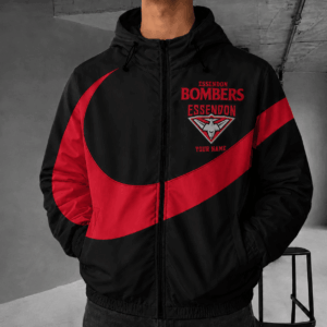 Auspiritmerch Essendon Premium Swoosh Windbreaker Jacket Custom Name Daily Casual Fashion