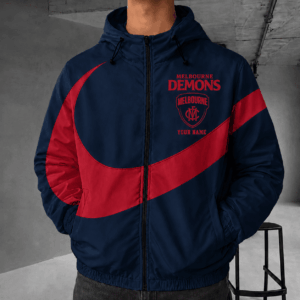 Auspiritmerch Melbourne Demons Premium Swoosh Windbreaker Jacket Custom Name Daily Casual Fashion