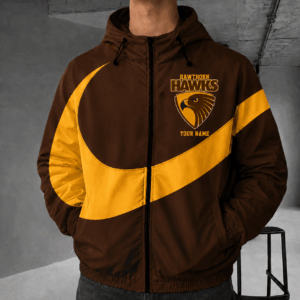 Auspiritmerch Hawthorn Hawks Premium Swoosh Windbreaker Jacket Custom Name Daily Casual Fashion